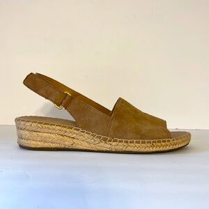 FRANCO‎ SARTO Beige Suede Leather Woven Wedge Velcro Strap Sandals Sz 11